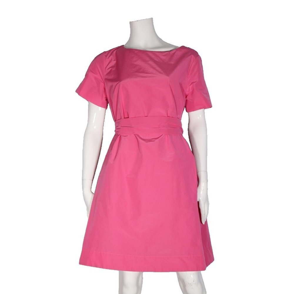 Weekend MaxMara Women's Large Pink Dress Short Sleeve Belted Knee Length A-Line